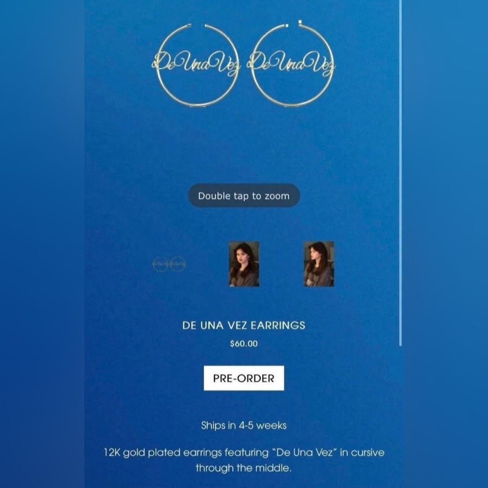 12k Selena Gomez De Una Vez Gold Official Earrings